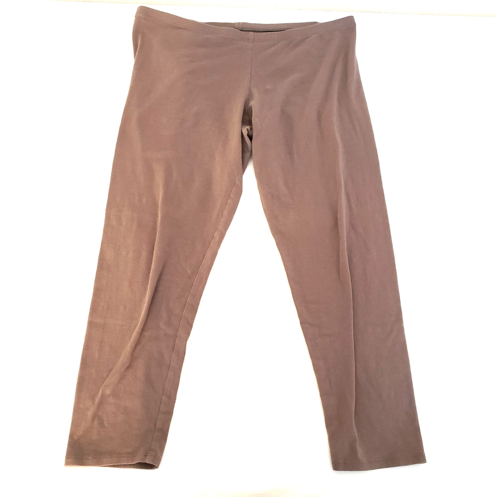 Eileen Fisher Women SIZE S Brown Cotton Blend Stretch Crop Leggings Pants 21”